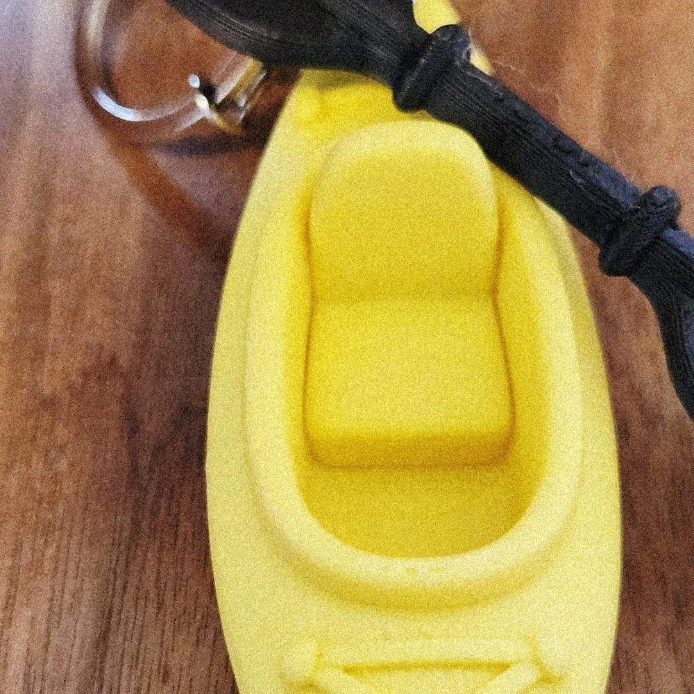 Unbranded Yellow Kayak Keychain with Black Paddle Miniature Outdoor Charm